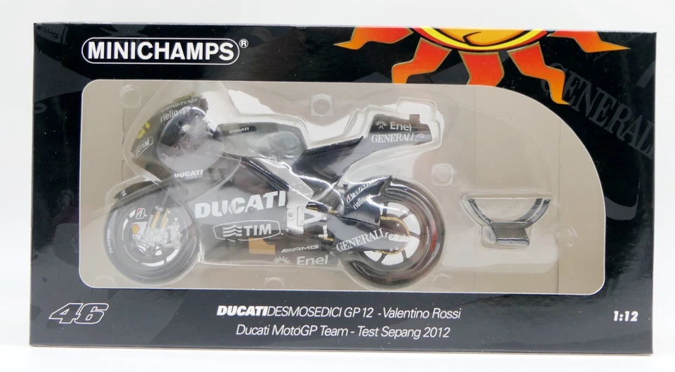 MINICHAMPS 1/12 VALENTINO ROSSI 2012 TEST SEPANG DUCATI DESMOSEDICI GP12 1008 PI - Photo 2/4