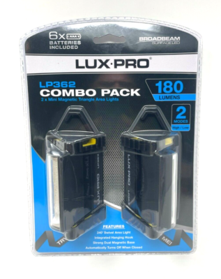 Lux Pro 180 Lumen LED Pivoting Work Light 2-Pack Batteries Included Sealed