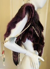 FOX FUR PURPLE STOLE WHOLE SKIN FUR SCARF SHAWL COLLAR