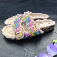 Furry Casual Slide Sandals woman Rainbow Colors Size 8 new