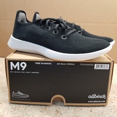 Allbirds Tree Runner Men's 9 Jet Black/White Sole NEW (Unisex W10)