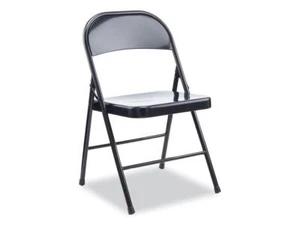 Chaise pliante en acier sans bras jusqu'à 275 lb Siège noir Noir Dos noir Ba