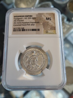 NGC MS Sasanian Empire Yazdgard I AD 399-420 AR Drachm AS Mint | eBay