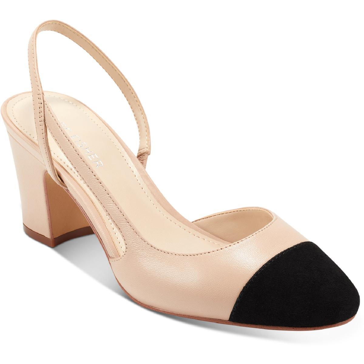 Marc Fisher Womens Laynie Tan Leather Block Heels Shoes 8 Medium (B,M) BHFO 5213