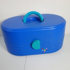 Vintage Caboodles Make-Up Case 3 Tier w/ Mirror 2614 Blue green Latch Top