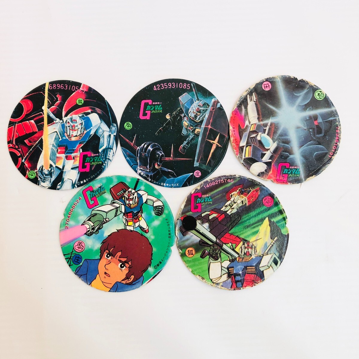 Vintage Gundam Menko Trading Cards Bundle of 5 Retro Japan Collector Set