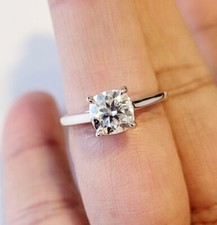 1.70 Carat Moissanite Cushion Ring 10k Gold Charles & Colvard