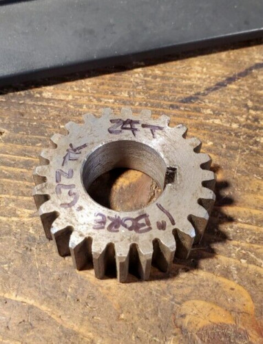 Metal Gear Lathe 24T  2.175" OD x .675" Thick 1" Bore Spur Gear Steampunk