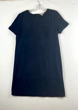 Faux Suede Short Sleeve Shift Dress Pockets Navy Blue Size 8 Lila Rose