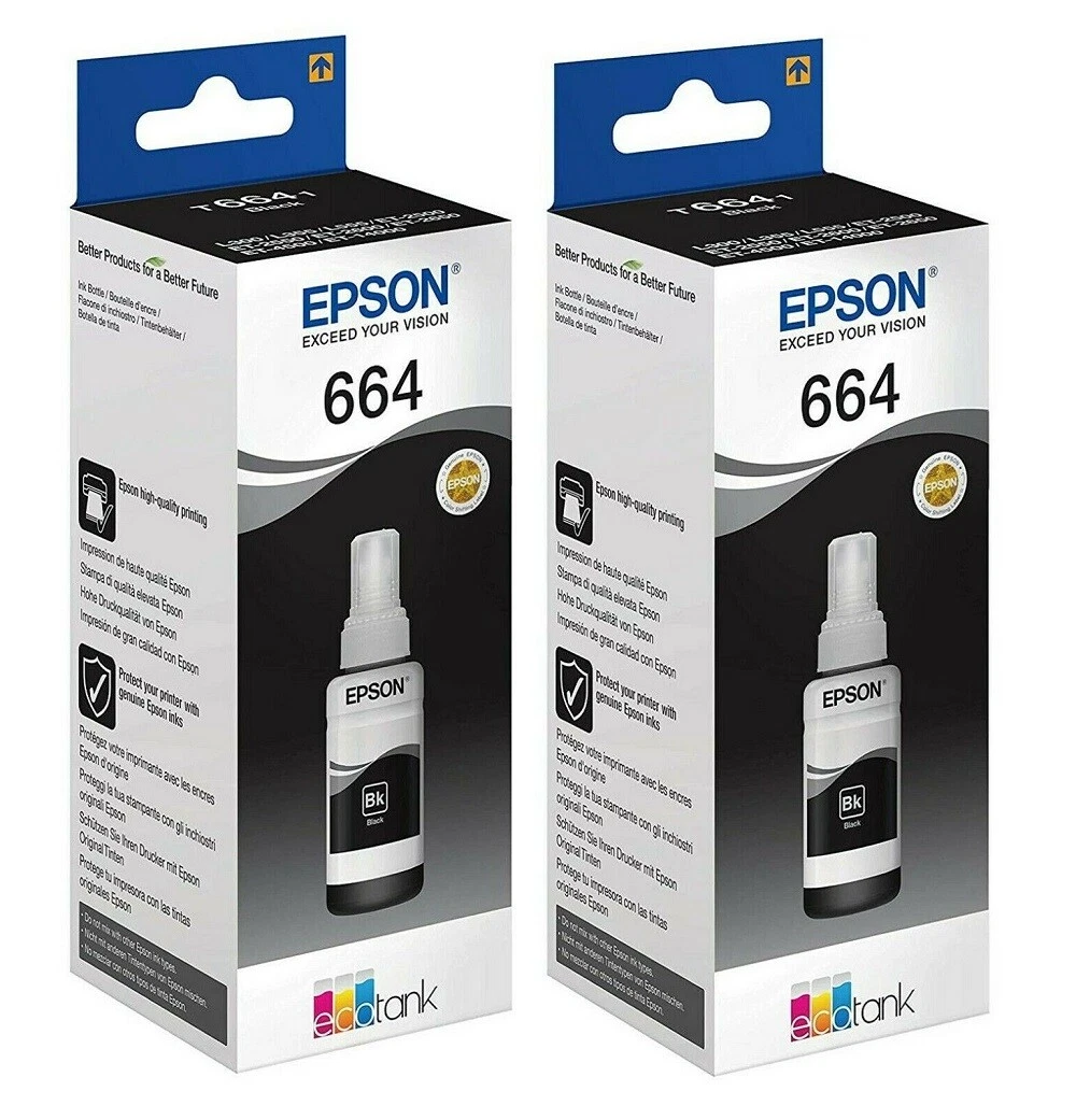 Genuine Epson T6641 Ecotank Ink Bottle Twin Black L300 ET 2500 2600 4500 14000