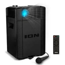 ION Portable Outdoor LED Projector with 30W Speakers, Bluetooth, Rechargeable