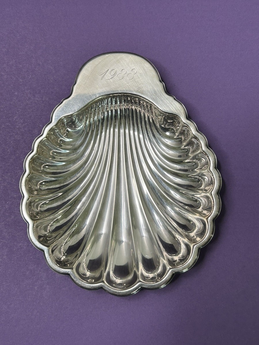 VTG AlpaDur Silver Plate Metal Scalloped Clam Shell Serving Dish