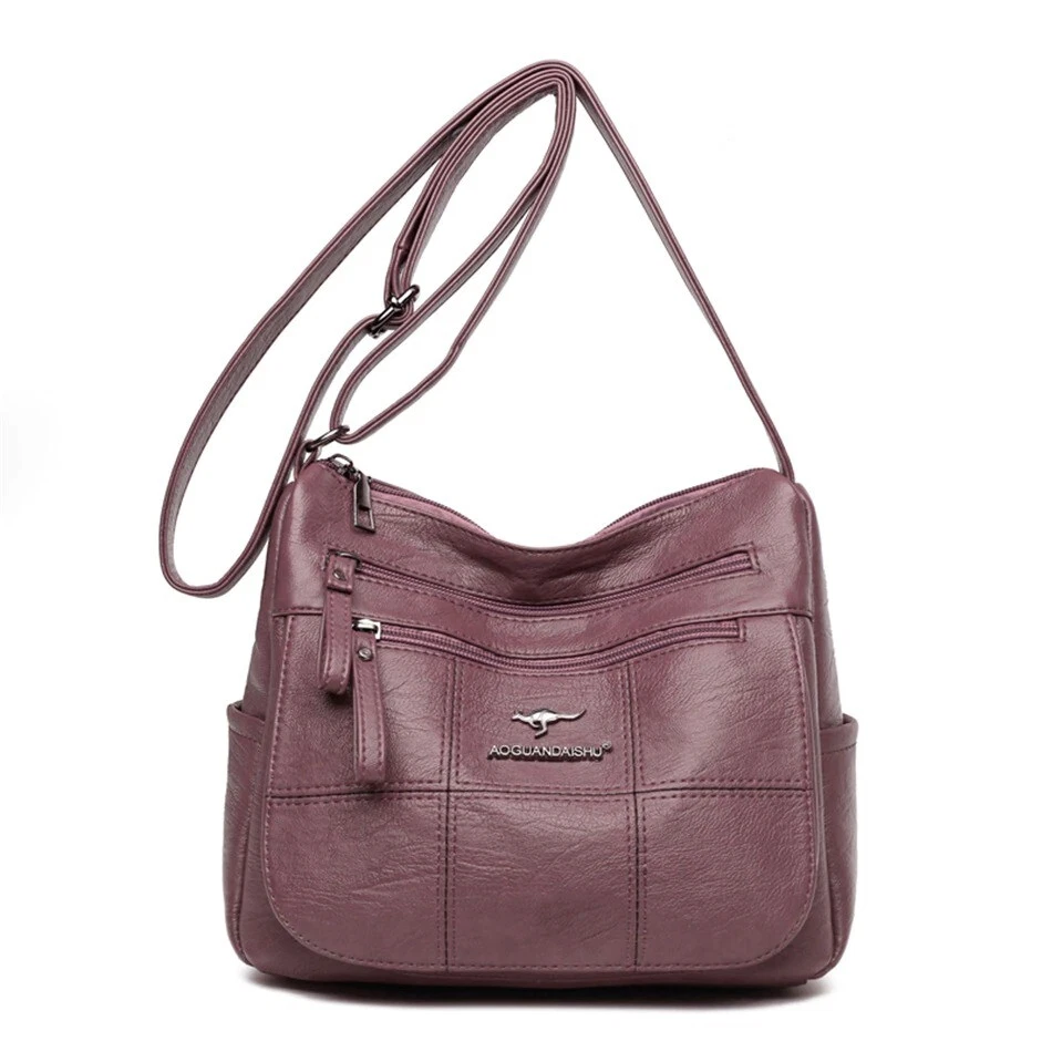  Solid Color Genuine Leather Shoulder Bag, 2023 New