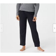 AnyBody Cozy Knit Pleated Button Front Pants-Jet Black-Petite Medium-NEW-A374506