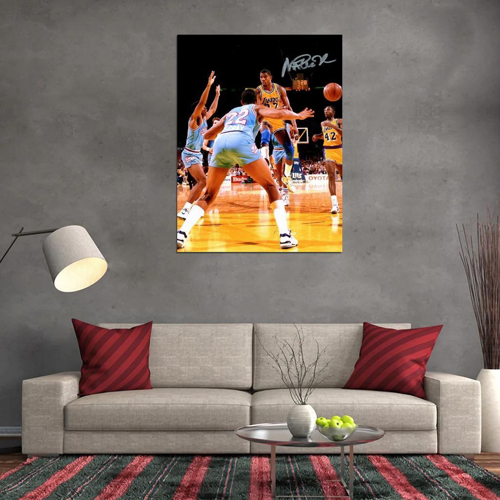 V0302 Magic Johnson Pass Signature Lakers Vintage Decor WALL