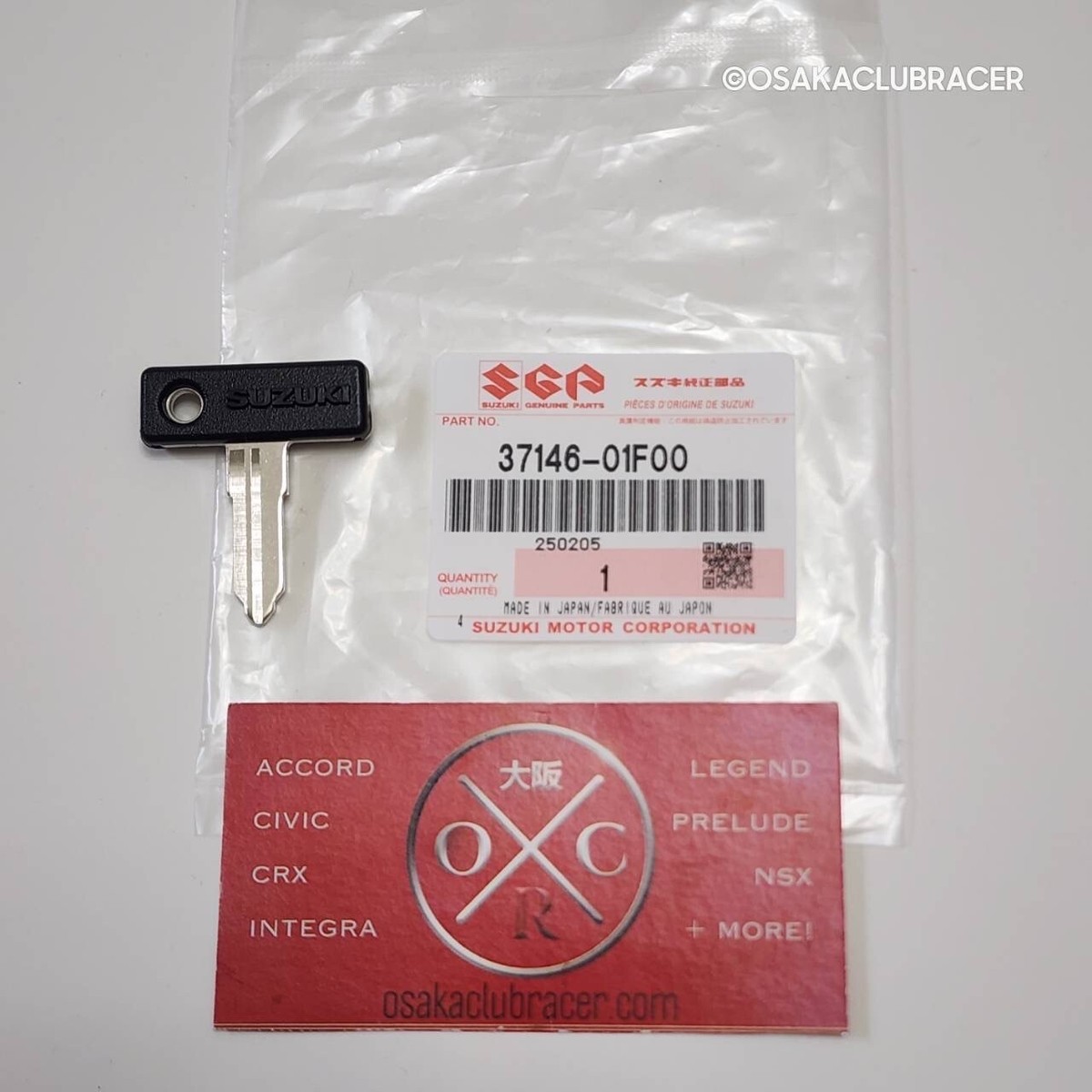 Genuine OEM SUZUKI Motorcycle Key Blank TYPE C A123 37146-01F00 DR