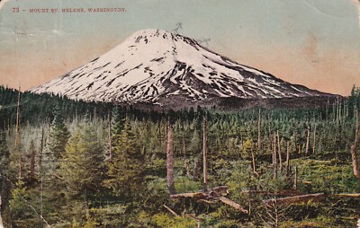 Vintage Postcard Mt St Helens WASHINGTON 1908 DIVIDED BACK 3 CANCELLATION STAMPS