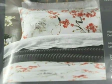 Christy HARUKI Percale Euro Pillow Sham Watercolor Japanese Floral Blossom $90