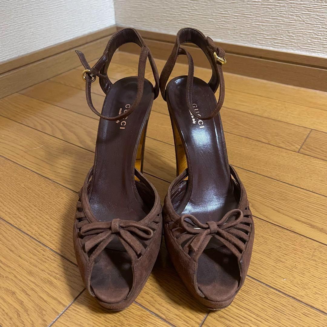 Gucci Pumps Strap Sandals Open Toe Brown Size 36.5 US Abt6.5 For Women thumbnail 2