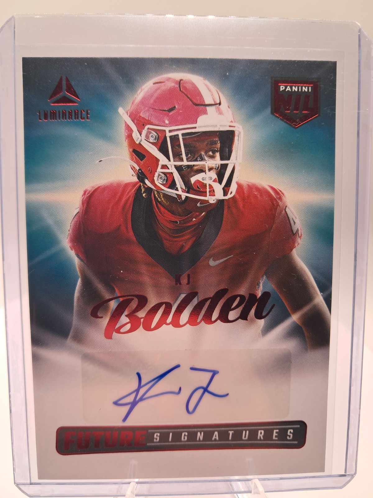 2025 Panini Luminance KJ Bolden Future Signatures Red Auto Autograph #NIL-KBN