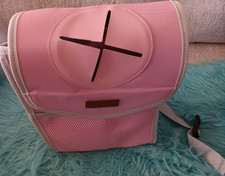 Pink Soft-Sided Fabric Pet Backpack Carrier for Small Dogs, Mesh Panels Strap