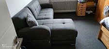 Sofa mit Schlaffunktion Stoff Grau und Viel Stauraum Wohnlandschaft