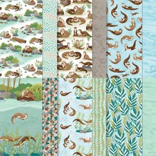 Stampin Up OTTERLY ADORABLE DSP- 24 SHEETS 6x6 PAPER, WATER SCENES OTTERS