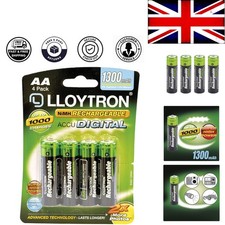1300mAh Rechargeable AA Batteries - 4 Pack with Up to 1000 Charges, Safe Use 2.50 per battery