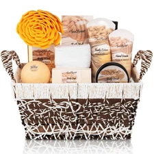 Spa Basket For Women (Aqua Elegante) - Luxury Bath Set With Honey & Almond
