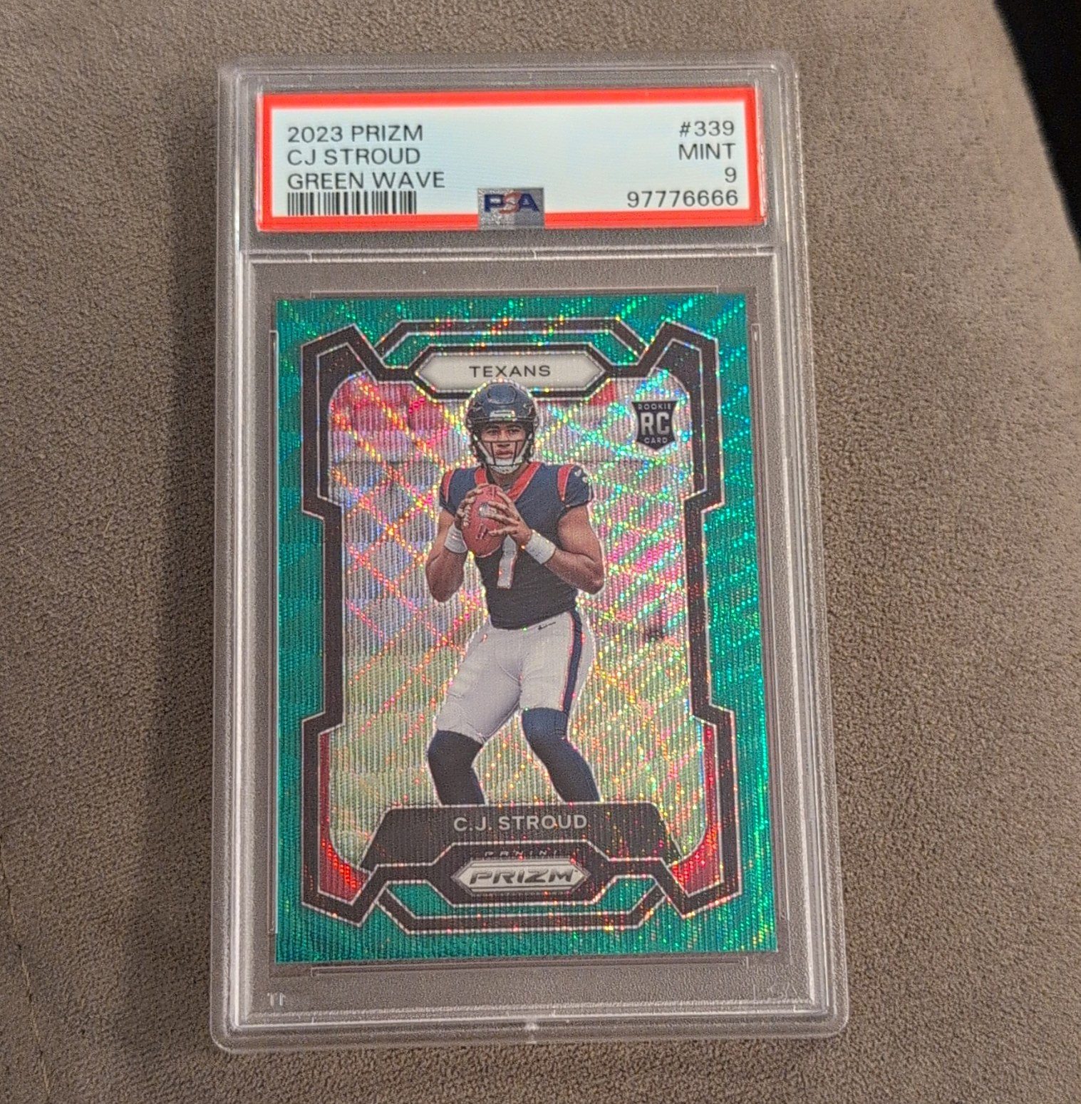 Panini 2023 Prizm Rookies C.J. Stroud Texans Green Wave Prizm #339 PSA 9