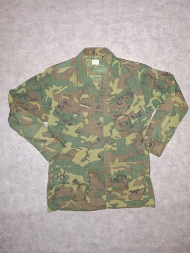 US Army ERDL Jungle Fatigue Jacket 1968 Vietnam Green Leaf Small Regular ref47