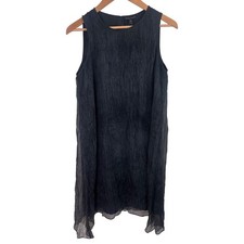 Eileen Fisher Womens Dress Sz XS Crushed Silk Gray Slip Flowy Sleeveless