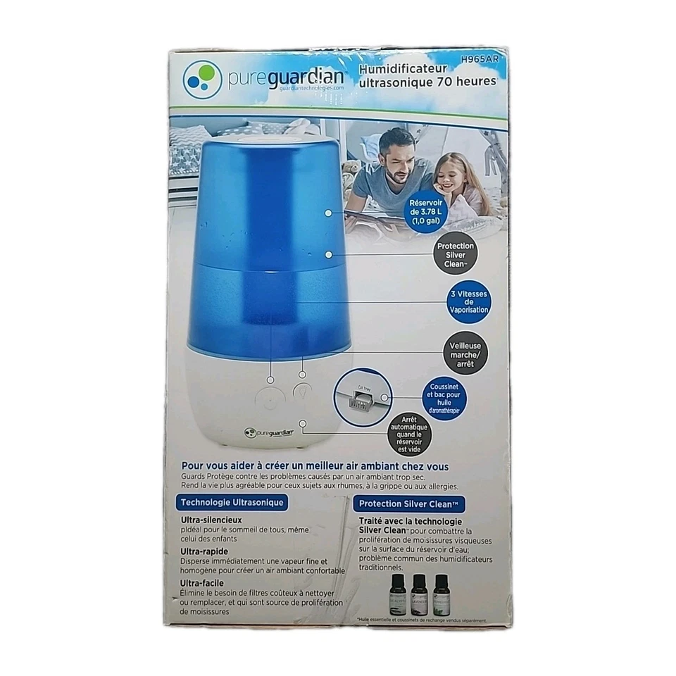 PureGuardian H965AR Ultrasonic Cool Mist Humidifiers for home 1.0 Gallon Tank - Image 2 of 2