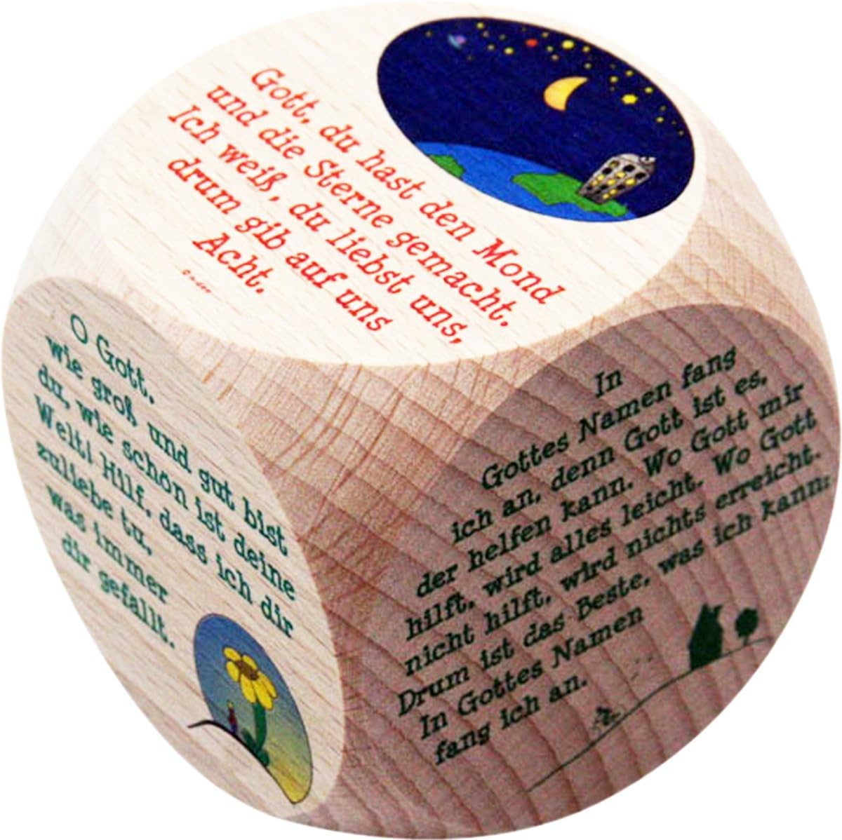 Gebetswürfel Morgen- und Abendgebete - für Kinder und Erwachsene aus Holz- Taufe