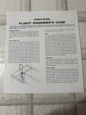 1959 COX THIMBLE DROME GAS POWERED RED FLIGHT ENGINEERS CASE OWNERS MANUAL COPY