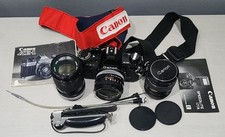 Canon AE-1 Black 35mm SLR Film Camera w/ Canon 50mm f/1.8 FD Lens -WORKING GREAT