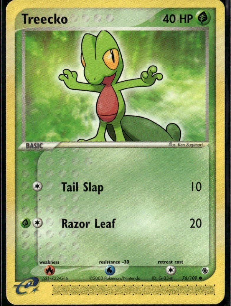 Treecko Common Ruby and Sapphire 76/109 Grass Pokemon Card | eBay