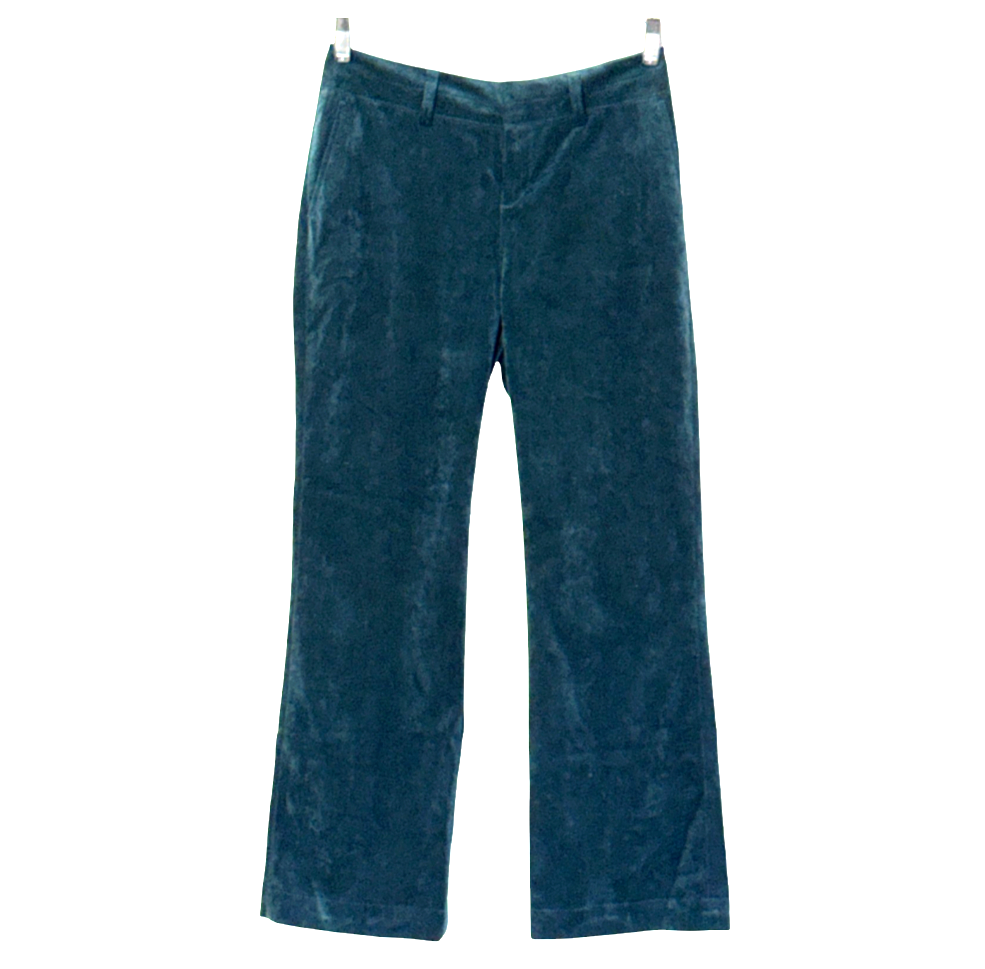 COLDWATER CREEK Trouser Fit Corduroy Pants DARK TEAL GREEN/BLUE Boot Cut 4P/P4