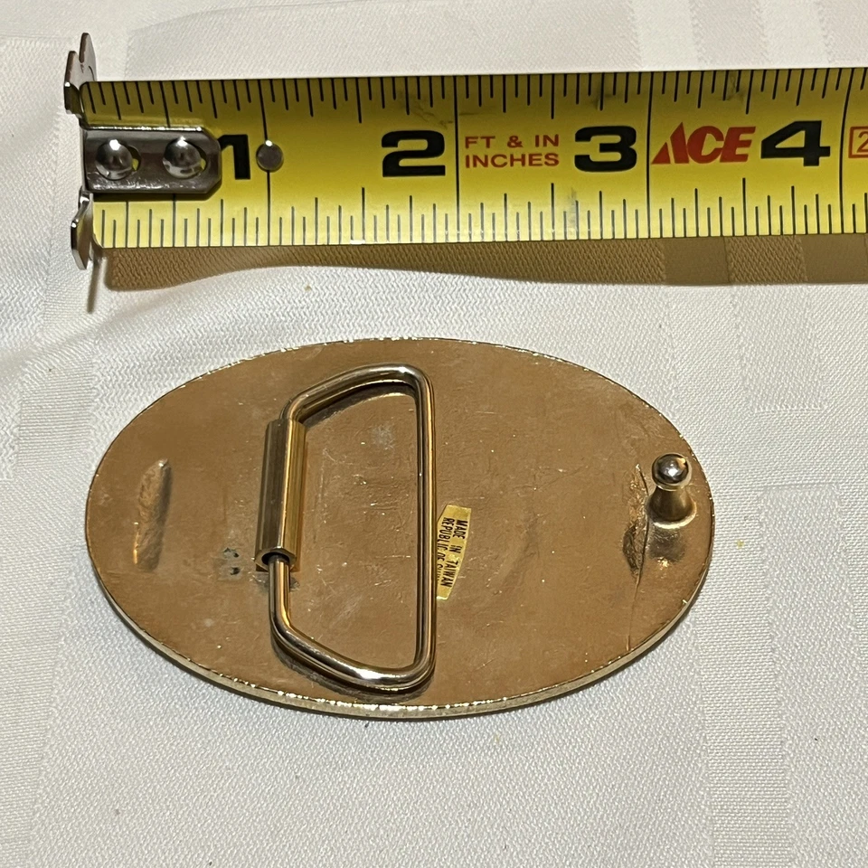 Cinturón de piel de frailecillo 1988 Ancla Alaska 3" 1/2" hebilla de metal esmaltado Foto 2 de 2