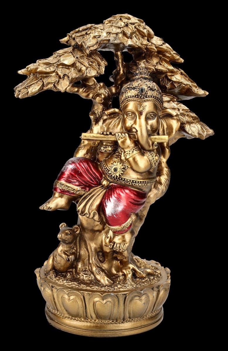 Indian Ganesha Decorative Figure – Playing Spiritual Hindu Statue H 22 Cm