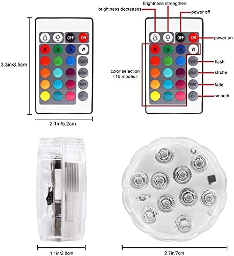 Submersible LED Lights with Remote Control, 16 Colors Changing 8-Pack ...