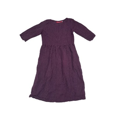 chinese dress ladies Women's Lilac Linen Dress - Round Neck Linen Tunic with Princess Seams,  Long Sleeve main image 1