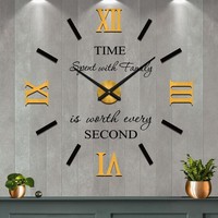 Moderne Mute 3D Diy GroßE Wanduhren Xxl Aufkleber Wand Uhr FüR Home Office D
