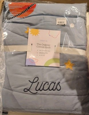 Nestig Starship Space Personalized Baby Quilt ''Lucas'' Crib Blanket
