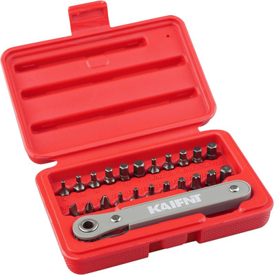 K451 Ultra Low Profile Screwdriver Bit Set with Mini Ratchet Wrench, 1/4-Inch Dr
