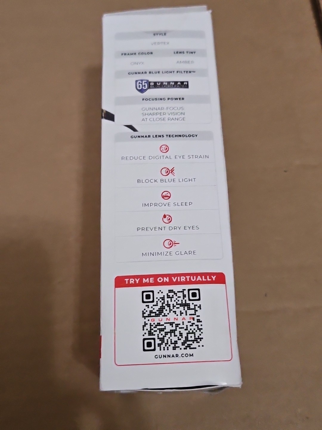 GUNNAR - Vertex Computer Glasses with Blue Light Reduction , Amber Lenses - Onyx