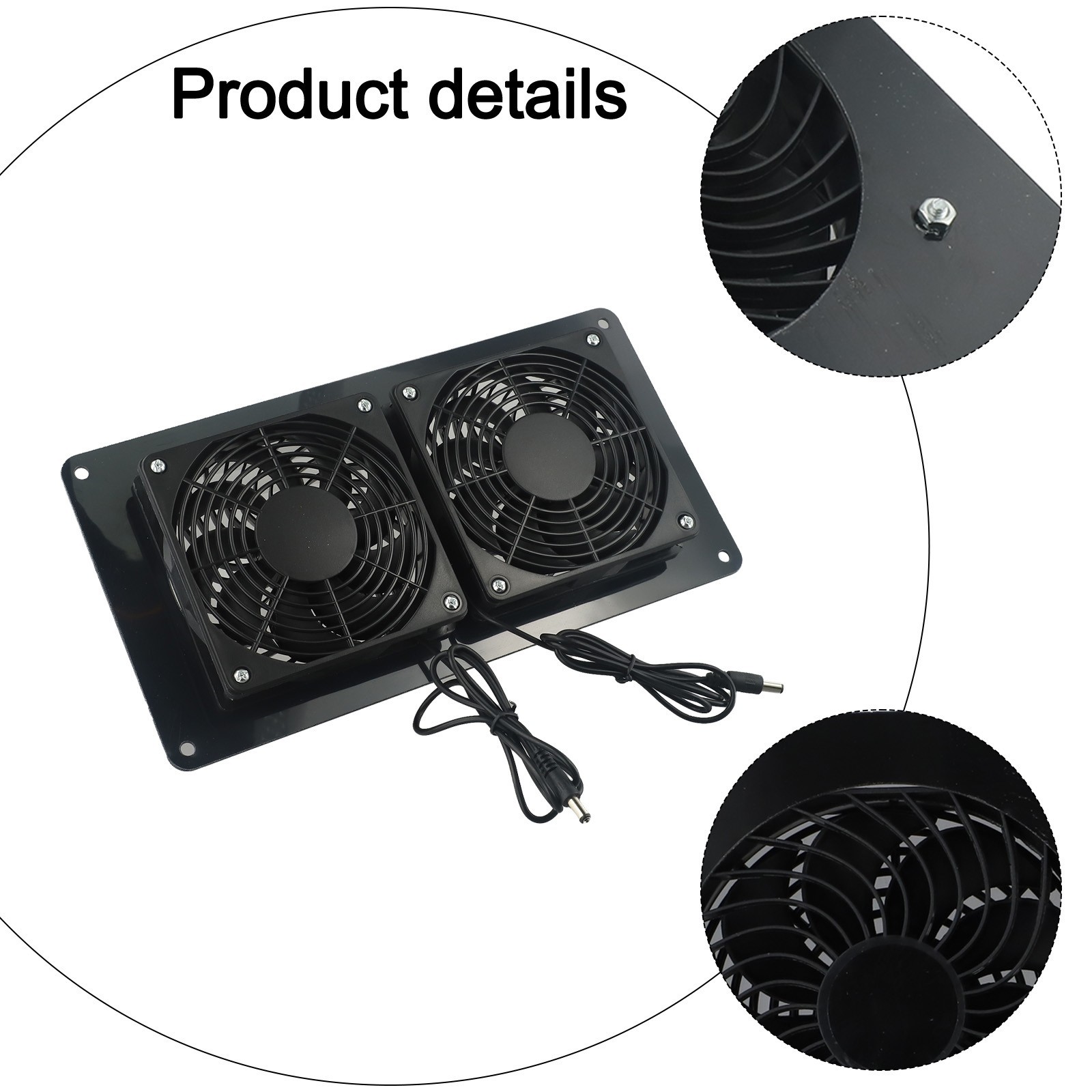 Ventilador DC12V con energía solar para disipación de calor en gallineros y casas para perros