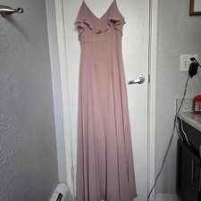 Jenny Yoo Mila Convertible Ruffle Gown Woodrose Size 4 Bridesmaid Maxi Dress