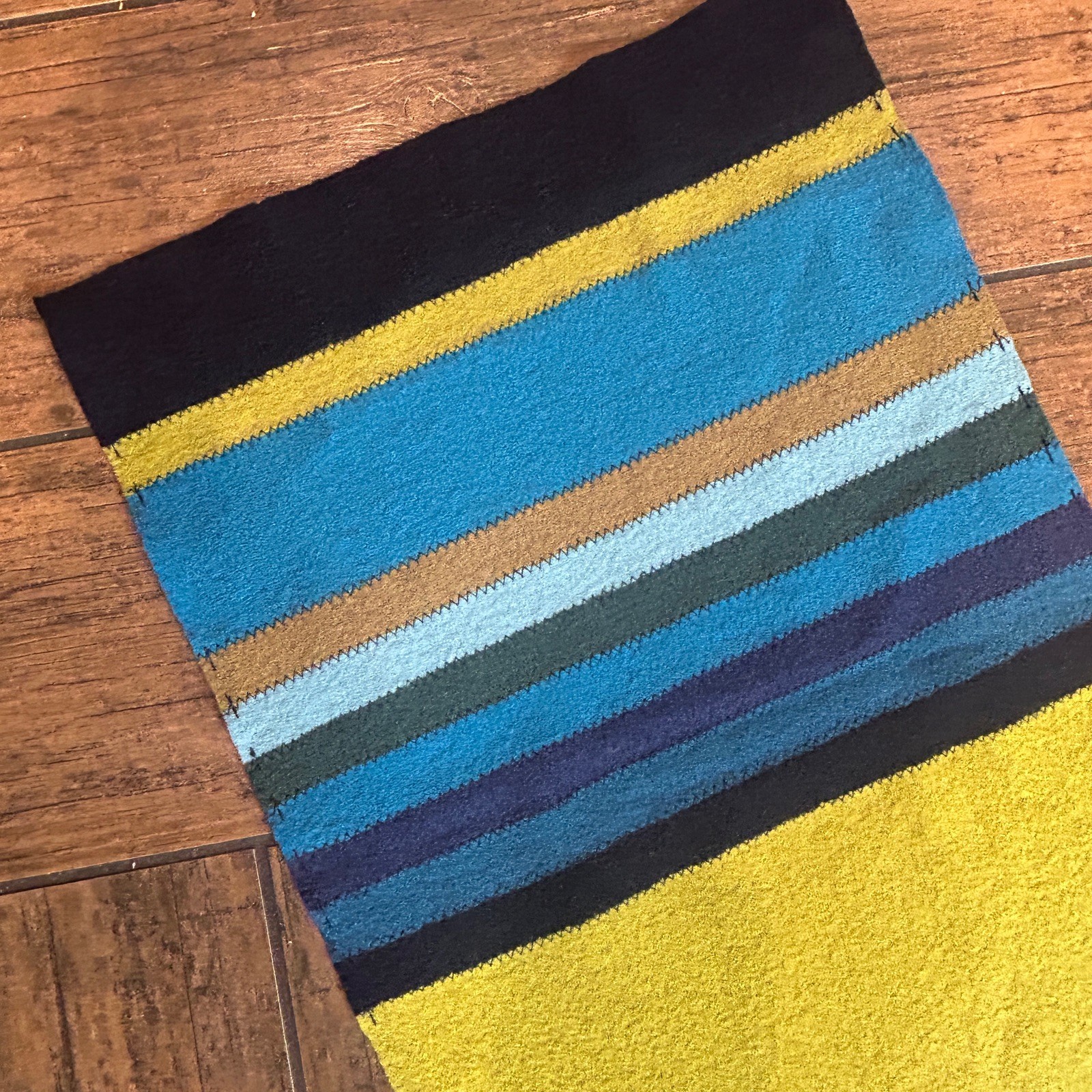 Colorblock Blues Green Wool Rectangular Scarf Vin… - image 10