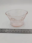 Vintage Etched Pink Depression Glass Berry Bowl 2" tall, excellent condition